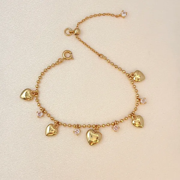 Adjustable CZ Love Heart Charm Bracelet for Women - Image 5