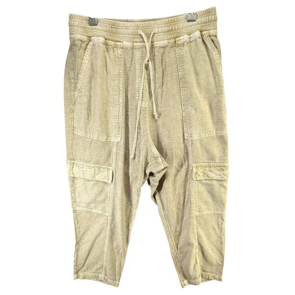Daily Practice Anthropologie Evergreen Cargo Pants Womens M Tan Cropped Utility - Image 2