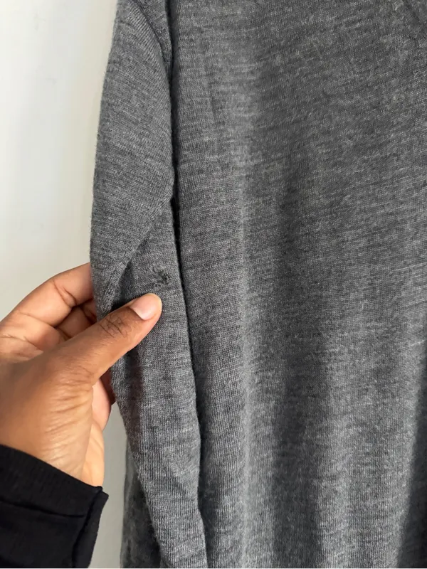 J. Jill Classic Merino Wool V-Neck Sweater in Gray - Image 2
