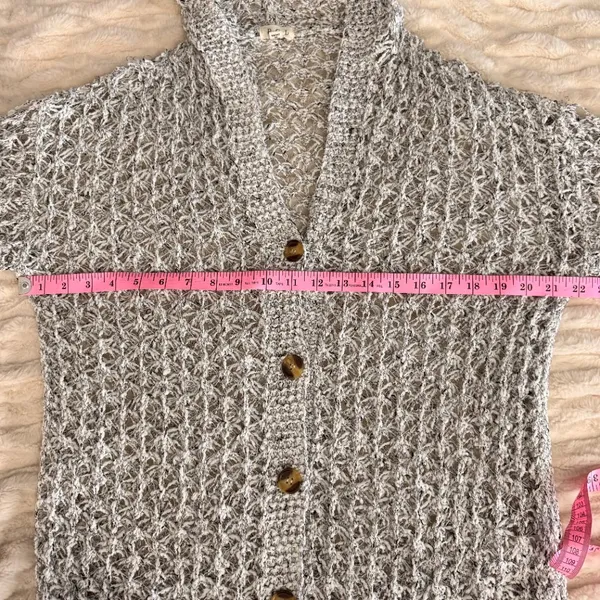 Pol Short Sleeve Black White Loose Knit Cardigan Size Medium‎ - Image 9