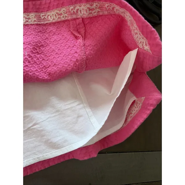 Lilly Pulitzer Top Halter Pink Seersucker Womens Size 12 Lace Annabelle Halter - Image 6