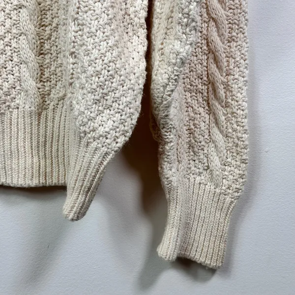 Cream Cable Knit Mock Neck Sweater Oversized Chunky Textured Pullover Ivory - Image 5
