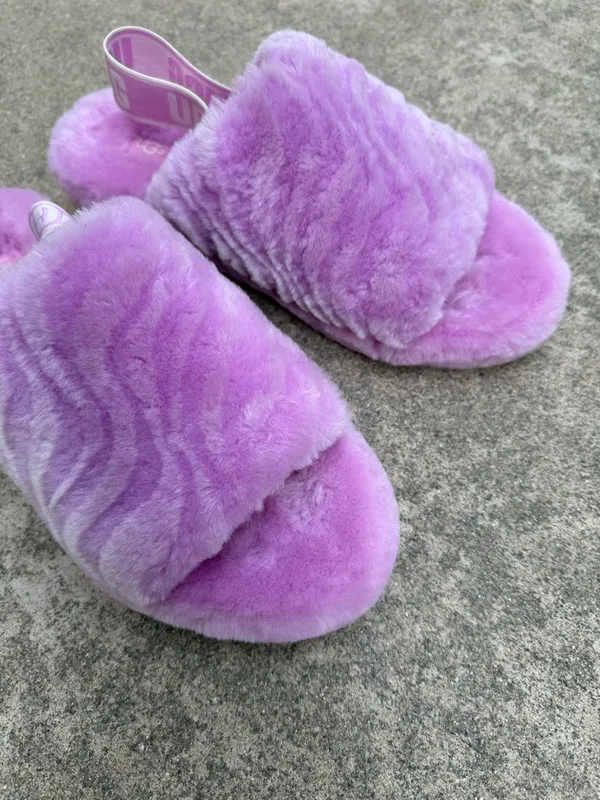 UGG Fluff Yeah Slipper Slide With Strap Pink Purple Size 9 - Image 5