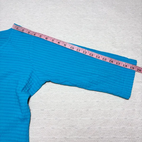 Vermont Country Store Textured Popover‎ Half Sleeve Tunic Blue Top Size S - Image 6