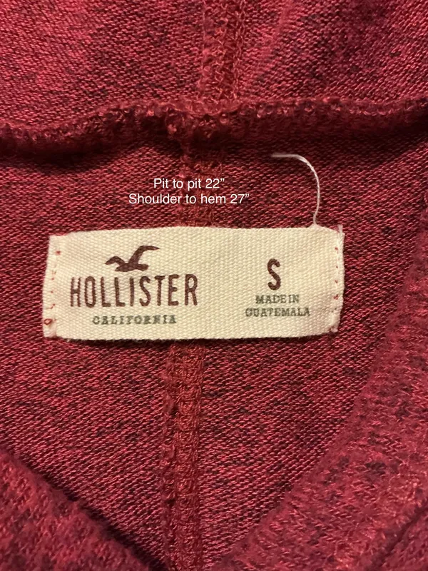 Hollister Red Soft V-Neck Hoodie Top with Sleeve Stripes - Size S - Image 3