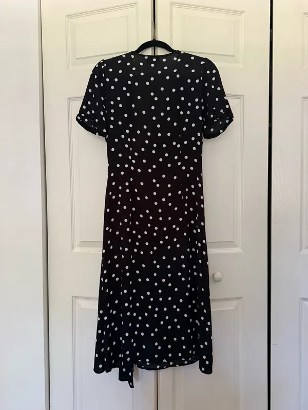 VICI Black & White Polka Dot Faux Wrap Dress Midi Dress Size Small - Image 7
