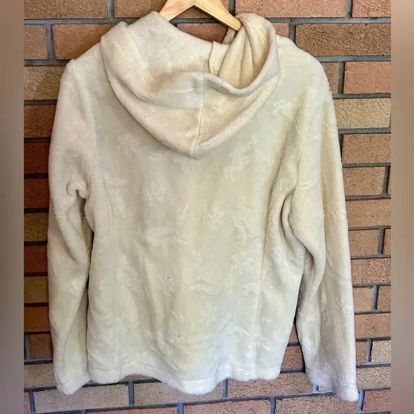 Woolrich Patterned Hooded Fleece Jacket Women’s Size Medium White/Cream Colored - Image 4