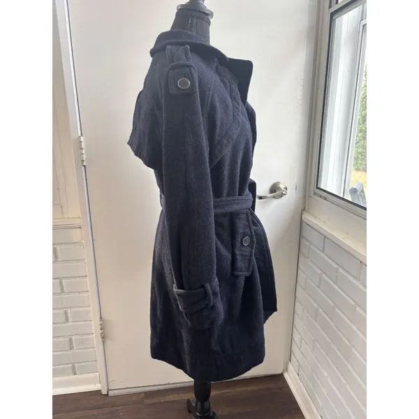 AllSaints Spitalfields 100% Wool Belted Plaid Military Jacket size 12‎ layered - Image 5