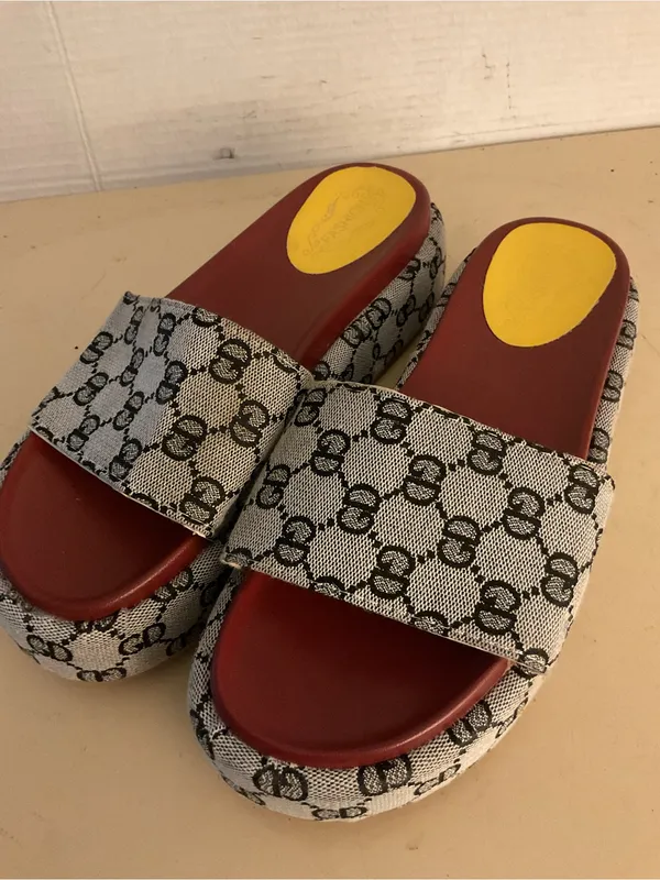 Fashion women canvas platform monogram slide sandals US 10 - Image 6