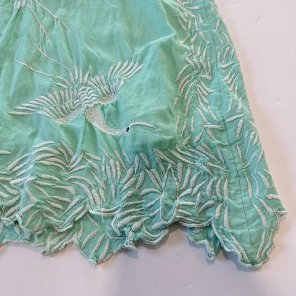 Sundance Aquamarine Embroidered Birds Floral Cotton Boho Beach Dress‎ Size LARGE - Image 5