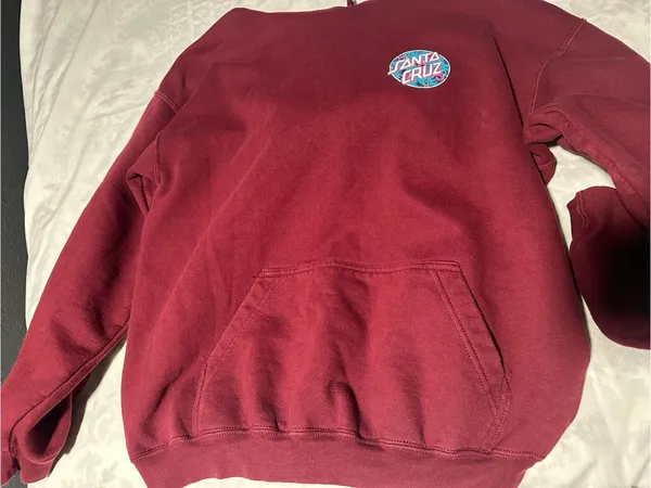 Santa Cruz Skateboards Burgundy Crewneck Hoodie with Logo Patch - Image 5