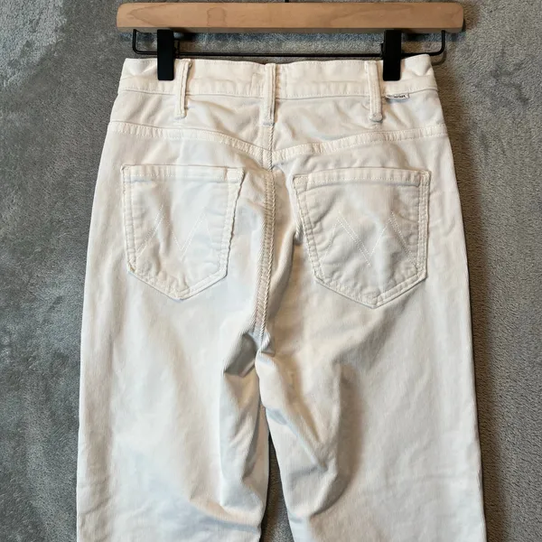 Mother The Hustler‎ Ankle Fray Cream White Corduroy Ribbed Jeans Size 25 - Image 5