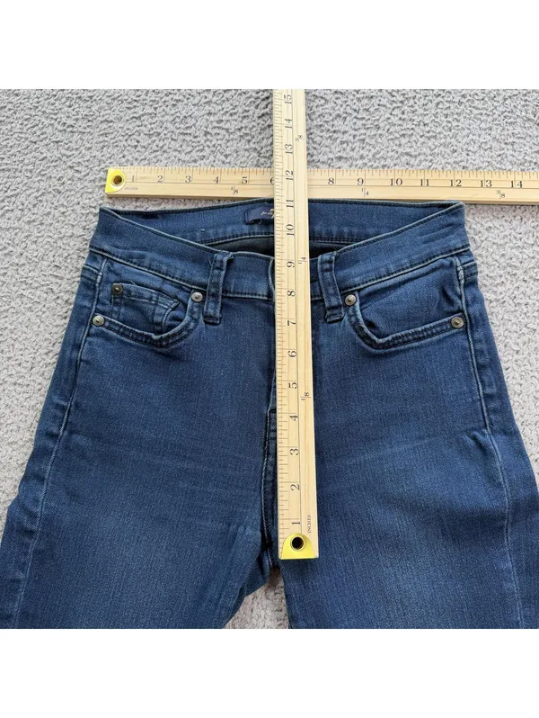 7 For All Mankind Gwenivere Skinny Jeans Womens 24 Blue Stretch Denim Low Rise - Image 3