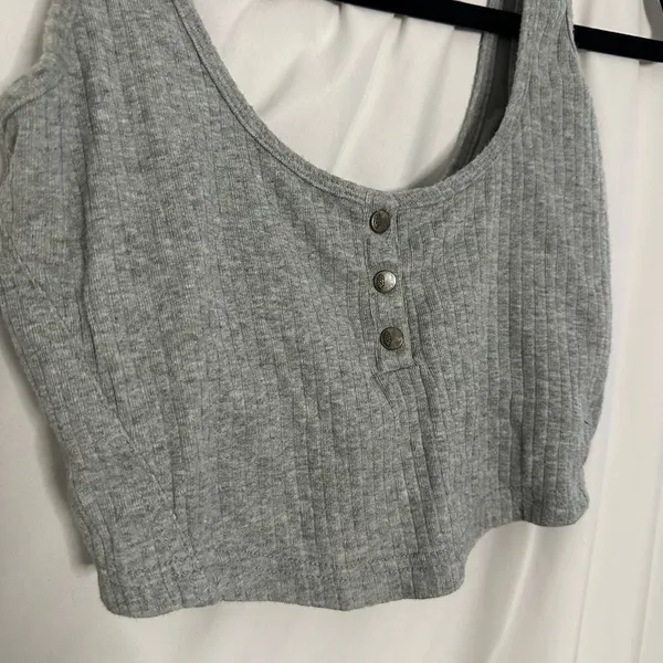 FP Movement Luxe Rib Snap Cropped Tank Gray Size Small - Image 5