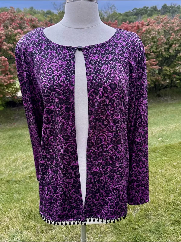MSK Open Front Vintage Cardigan Evening Jacket Purple Size undefined - Image 4