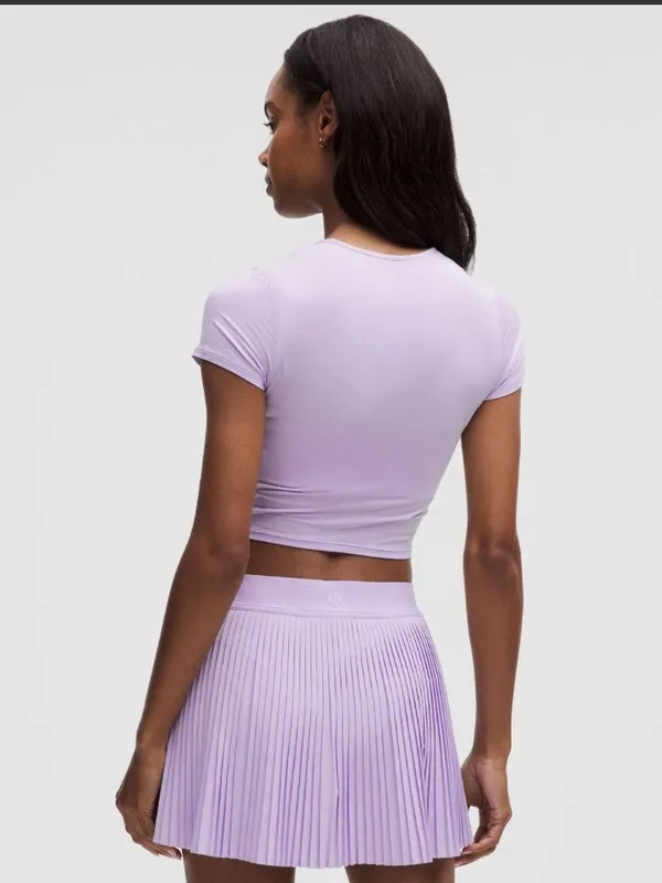 NWT!! Lululemon Modal-Silk Twist-Front Cropped T-Shirt in Light Purple - Image 2