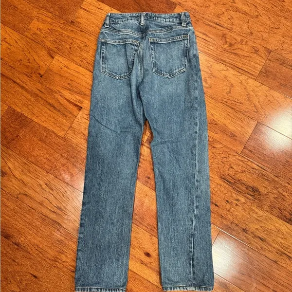 Reformation Liza Ultra High Rise Blue Slim Straight Jeans 25 - Image 3