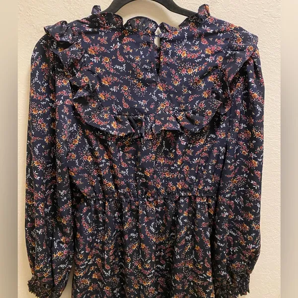 Bohme Modest Long Sleeve Smocked Floral Ruffle Midi Dress Size M - Image 10