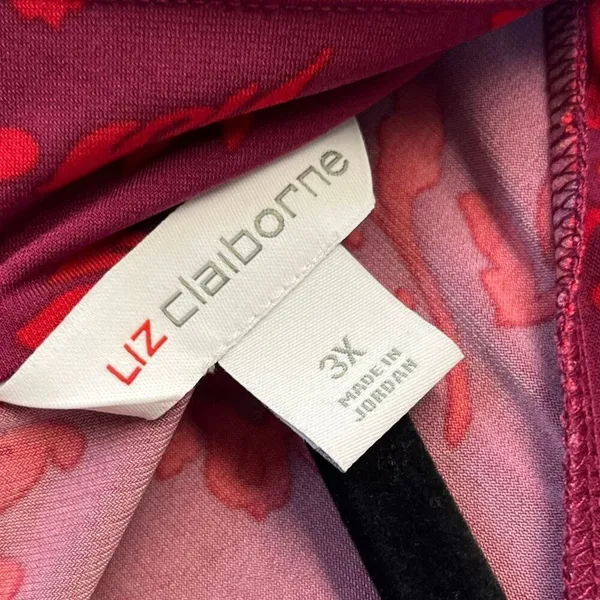 NWT‎ LIZ CLAIBORNE Women’s Career Blouse 3X Magenta Scroll Long Sleeve Stretch - Image 11