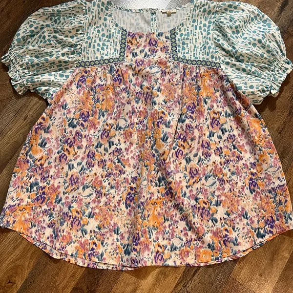 JODIFL Multi Print Bubble Sleeve Blouse - Image 2