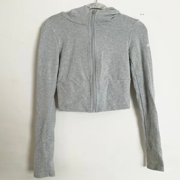 Alo Yoga Sway Full Zip Hoodie Athletic Heather Grey M - Image 2