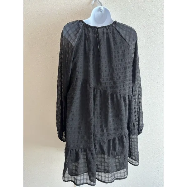 mng by mango dress Black Mini Patterned Size 4‎ Small - Image 3