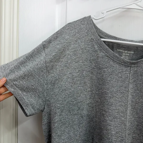 Harmony Balance gray scoop neck cropped short sleeve active‎ athletic shirt top - Image 2