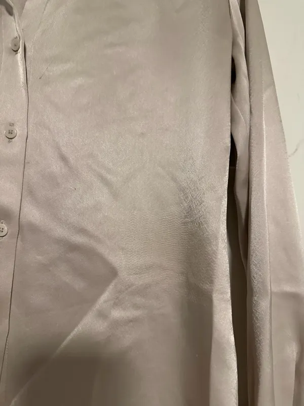 Babaton Women’s Long-Sleeve Satin Button-Up Shirt — Light Cream - Image 2