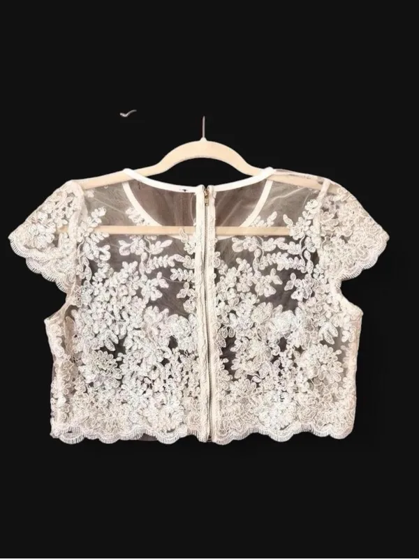 Ivory Boho Bridal Crop Top Wedding Lace Top - Image 5