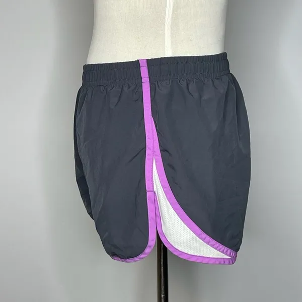 Under Armour- Dark Grey & Purple Heat Gear Semi-Fitted Shorts - Image 2