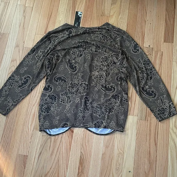 CSC Studio Top Womens 2X Brown Floral Long Sleeve Artsy Boho Romantic Vintage - Image 9