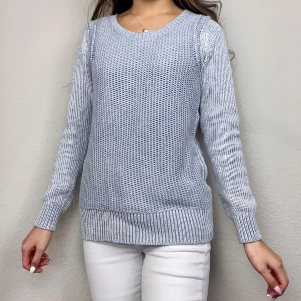 Anthropologie Light-Blue Knit Long-Sleeve Sweater - Image 3