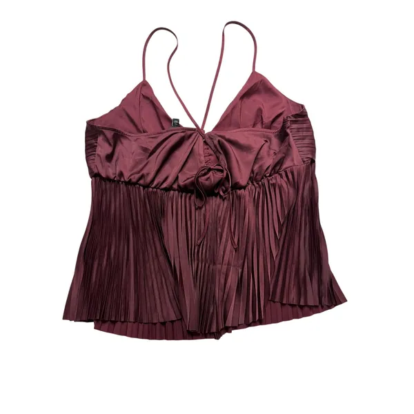 Banana Republic Burgundy Satin Pleated Cami Top XL Crossback NWT - Image 6