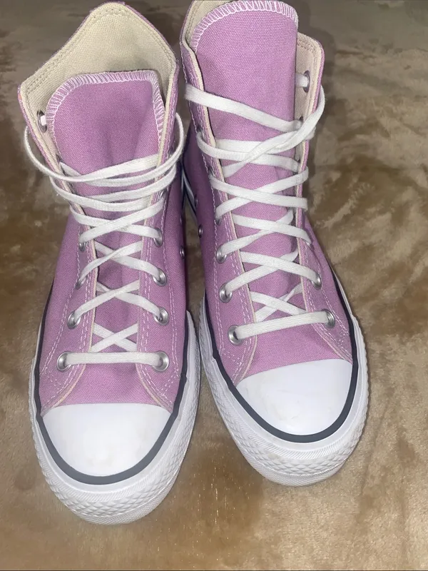 Converse All Star High-Top Athletic Sneakers in Light Purple and White - Image 3