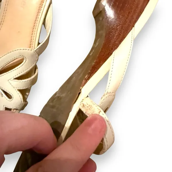 Naturalizer Beige‎ Leather Open Toe Strappy Slip On Heel Sandals Sz 8 - Image 9