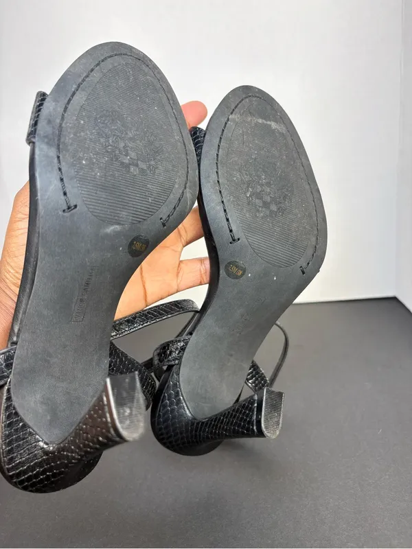 Black Heels Strappy High Heel Textured Sandals Vince Camuto - Image 8