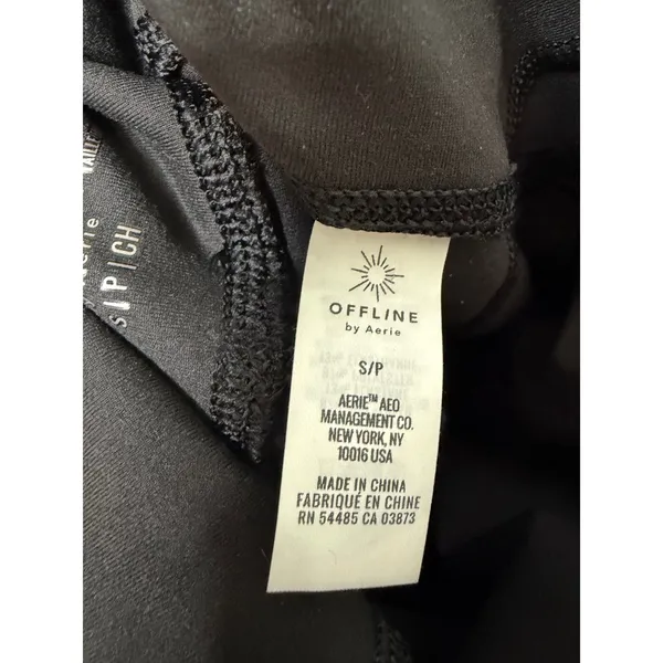 OFFLINE by Aerie Foldover Flare Leggings Black High Rise Pockets S - Image 3