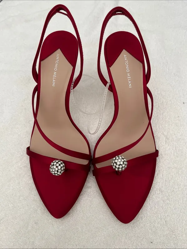 ANTONIO MELANI Red Crystal-Embellished Slingback Heel - Image 2