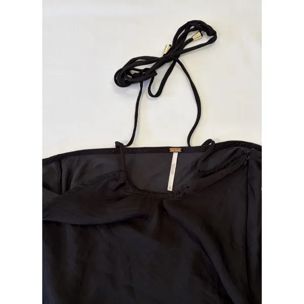 Free People Dress‎ Womens Small Black Twist Halter Tie Open Back Beachy Boho Y2K - Image 9