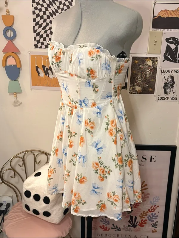 Curl Surf California Floral Bow Strapless Mini Dress - Image 3