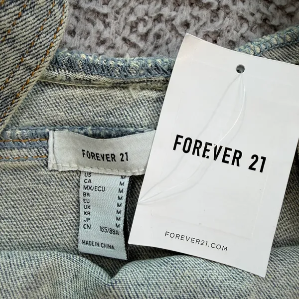 Forever 21 Women Light Wash Studded Denim Corset Top Blue Size M NWT Bodice - Image 3