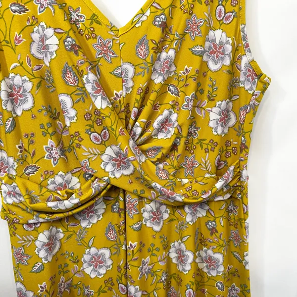Candies XL‎ Mini Dress Yellow Floral Twist Front Sleeveless Preppy Boho 1039 - Image 6