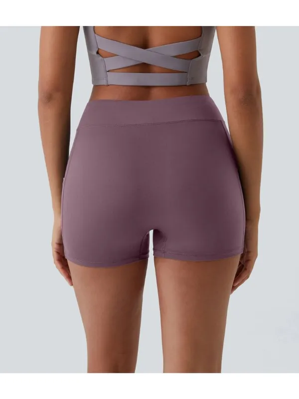 Halara SoftlyZero Airy High Waisted Pocket InstantCool Shorts 3.5" Purple XS - Image 3