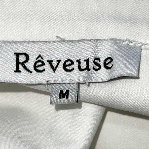Rêveuse White Long Sleeve Romper Cuffed Shorts w/Tassel End Rope Belt-Size M - Image 7