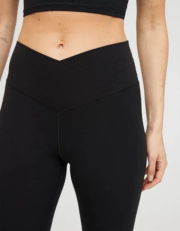 Offline High Waisted Crossover Super Flare Legging Black - Image 3