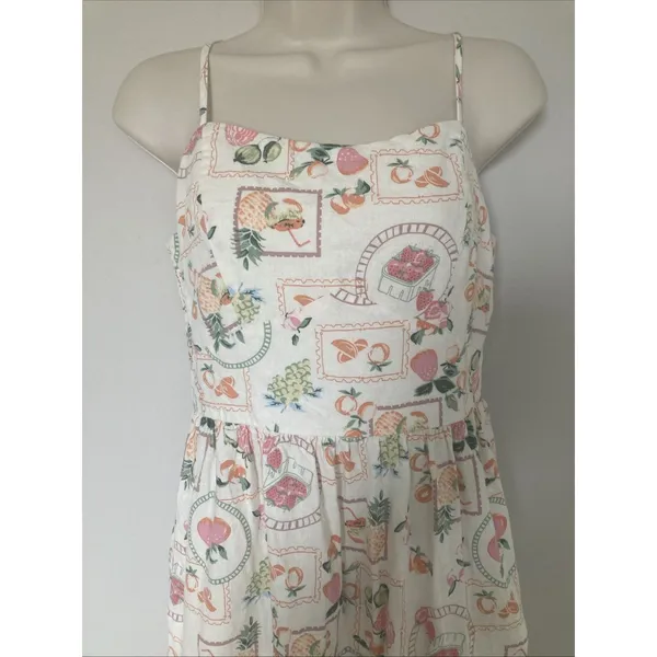 Cynthia Rowley fruit floral sundress midi tiered spaghetti straps S pockets - Image 2