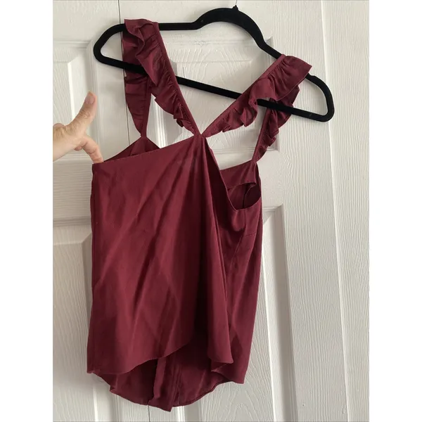 Madewell Ruffle Strap Button Front Cami Womens Size 00 Red‎ Tank NEW Fem - Image 6