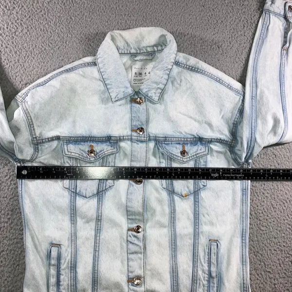 VTG Style Trucker Jean Jacket Womens 4 Light Wash Streetwear Oversized Pocket - Image 12