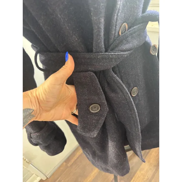 AllSaints Spitalfields 100% Wool Belted Plaid Military Jacket size 12‎ layered - Image 3