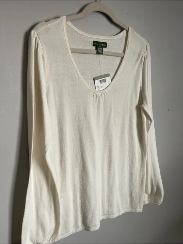 MOUNTAIN LAKE | Cream Long Sleeve Scoop Neck Sweater Sz M - Image 3